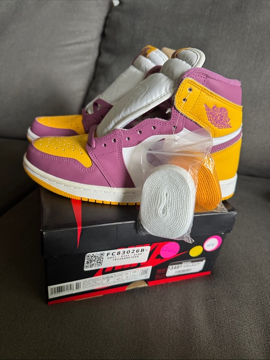 Nike Other - Nike Air Jordan 1 High OG Brotherhood White Purple Yellow Sneakers Size 7